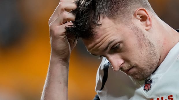 Cincinnati Bengals quarterback Jake Browning (6) heads to the locker room after the fourth quarter of the NFL 16 game between the Pittsburgh Steelers and the Cincinnati Bengals at Acrisure Stadium in Pittsburgh on Saturday, Dec. 23, 2023. The Steelers won 34-11.
